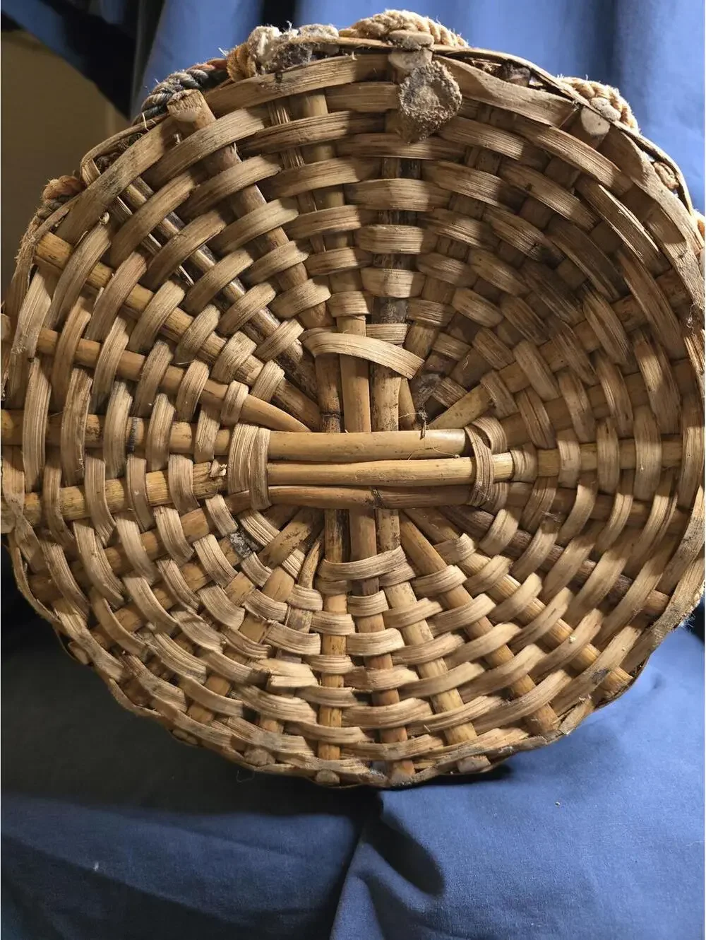 Vintage Rattan Mid-20th Century Planter Basket